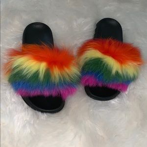 Fur Rainbox slides. 100% REAL FUR READY 2 SHIP NOW